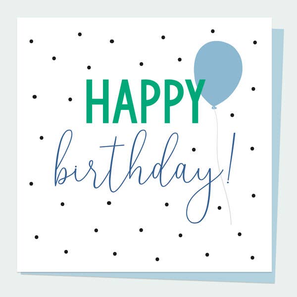 Birthday Card - Feeling Bright Typography -  Blue Balloon