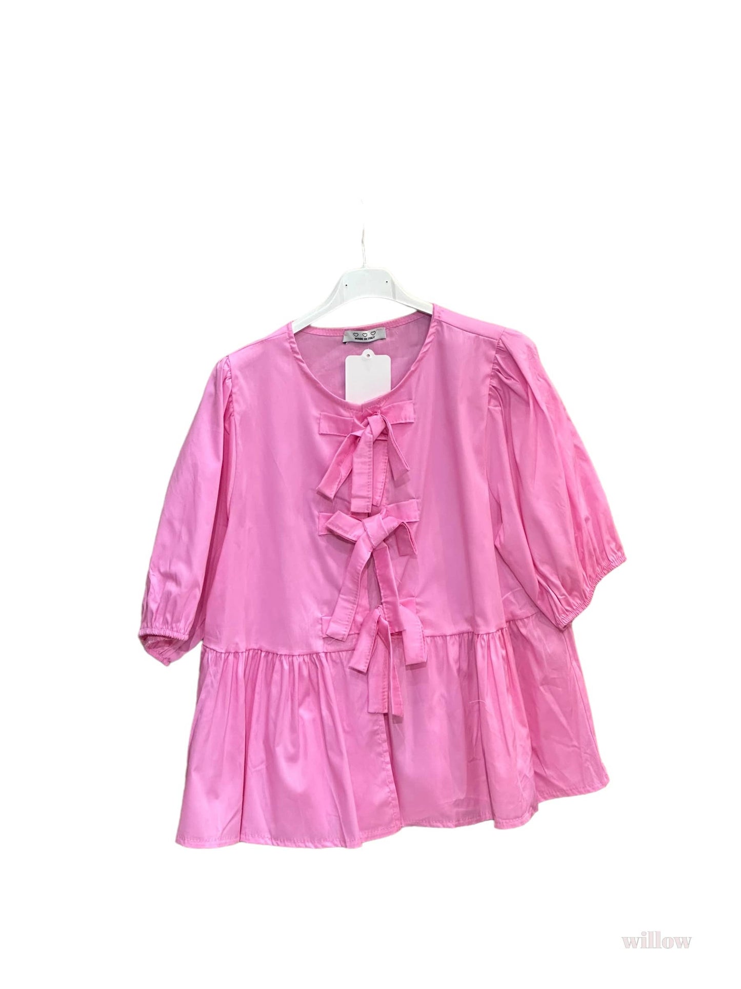 Plain Bow Blouse (Pink)