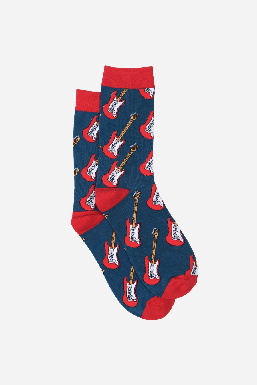 Men's Blue & Red Guitar Print Socks