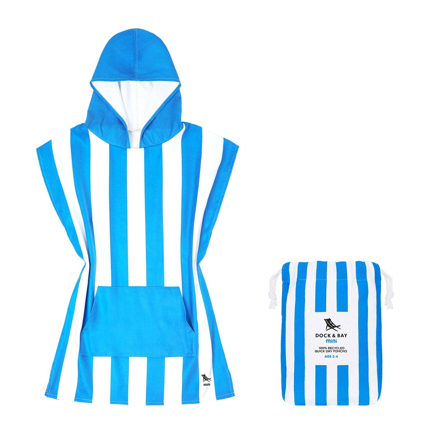 Kids Poncho - Quick Dry Hooded Towel - Bondi Blue: Bondi Blue / Age 4-7