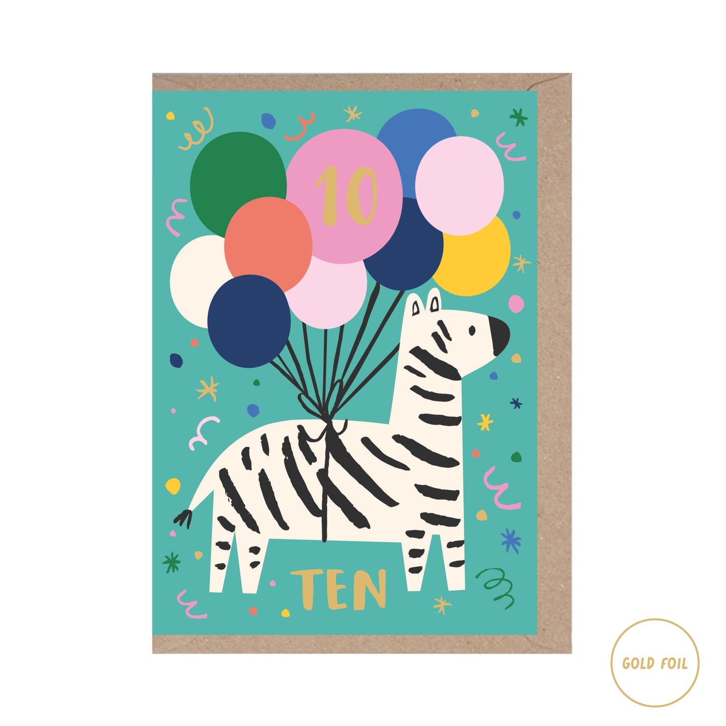 10th Birthday Card - Zebra