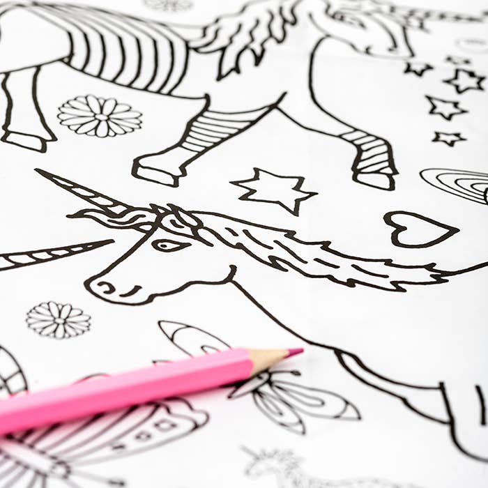 Colour-in Giant Poster / Tablecloth - Unicorns & Fairies