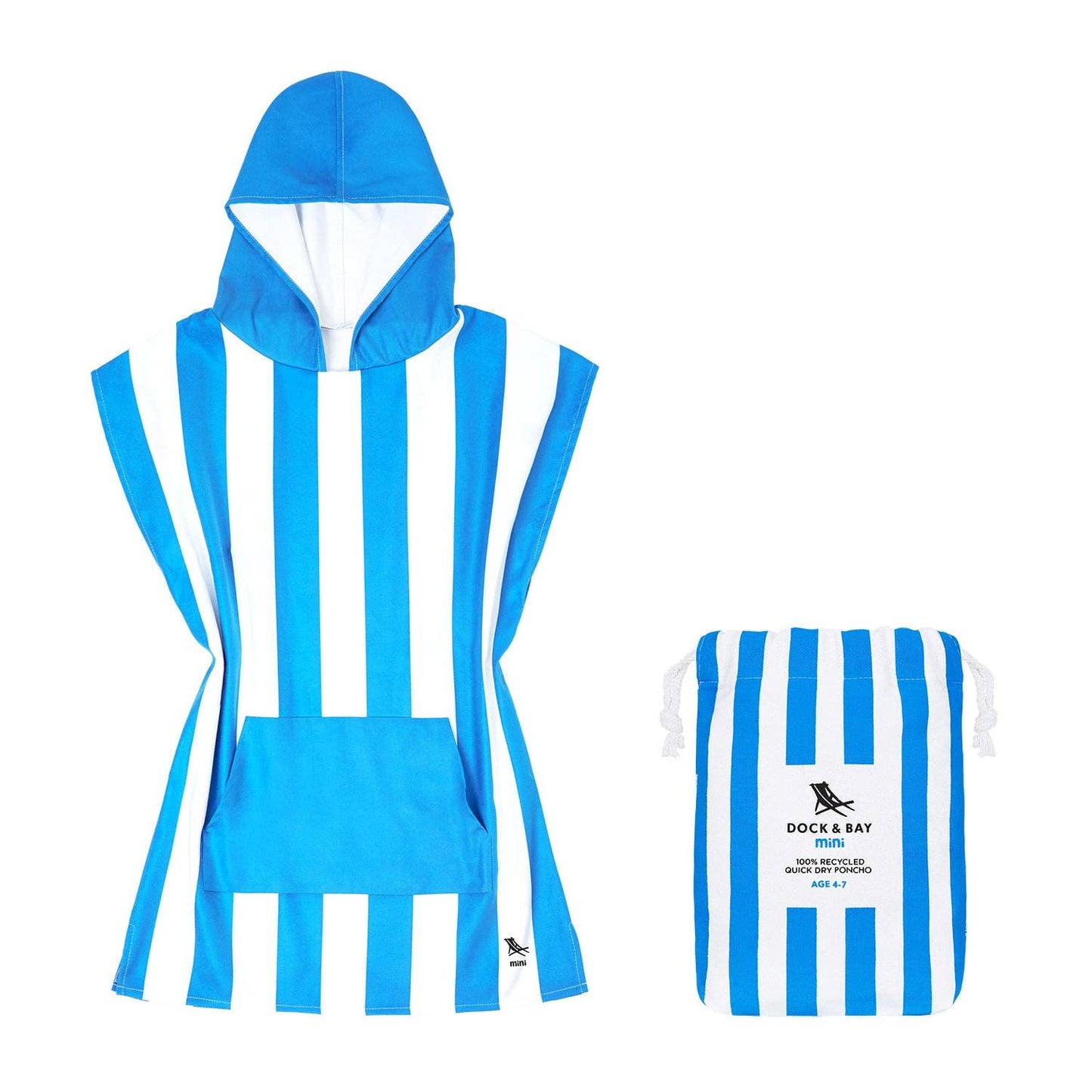 Kids Poncho - Quick Dry Hooded Towel - Bondi Blue: Bondi Blue / Age 4-7