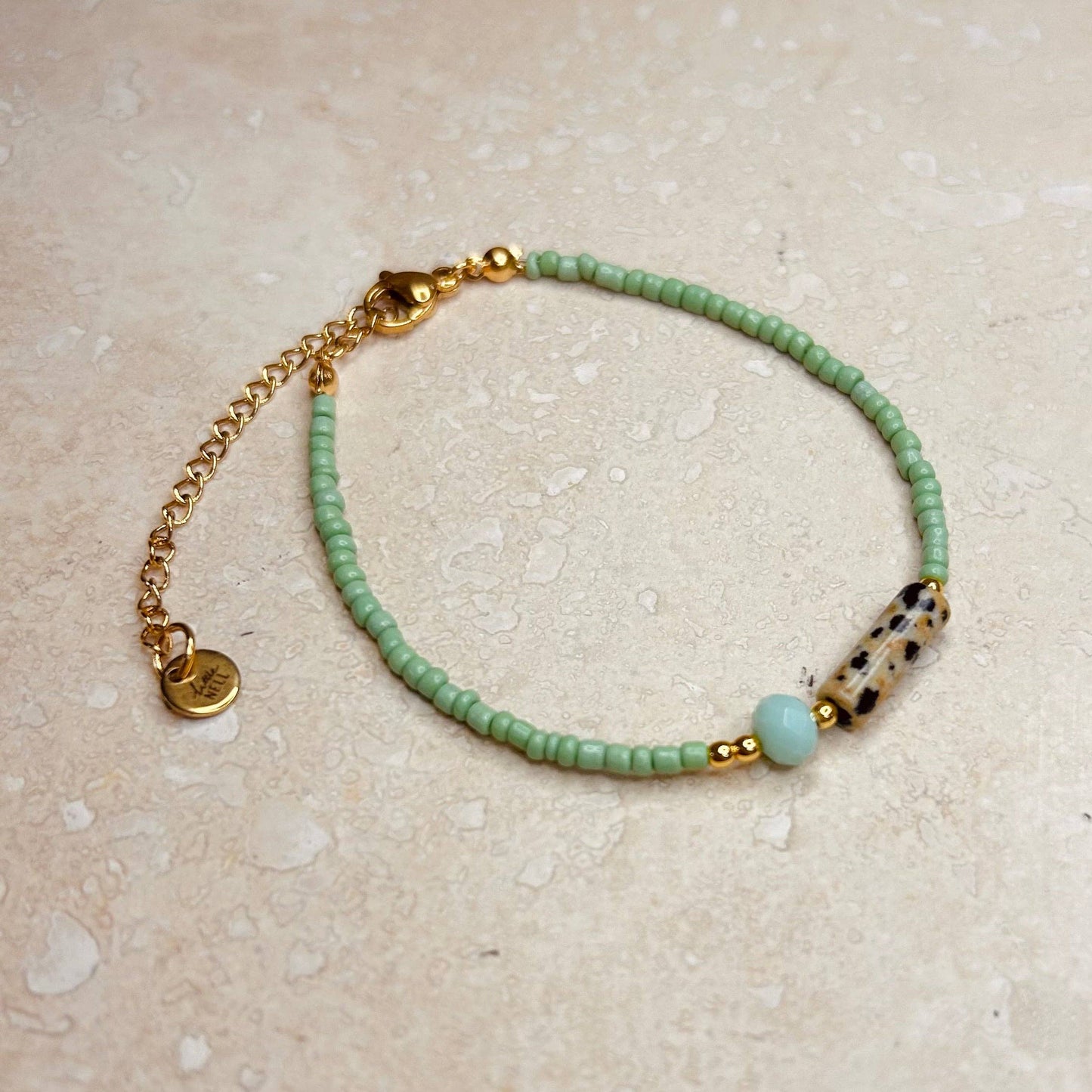 Mint Green Jasper Beaded Bracelet with Maybe Delilah Gift Box