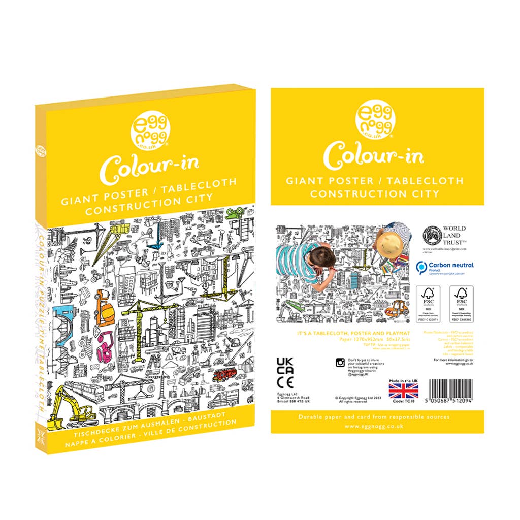 Colour-in Poster Tablecloth - Construction City