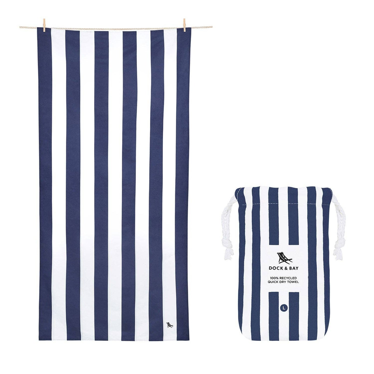 Dock & Bay Quick Dry Towels - Cabana - Whitsunday Blue: Extra Large (78x35")