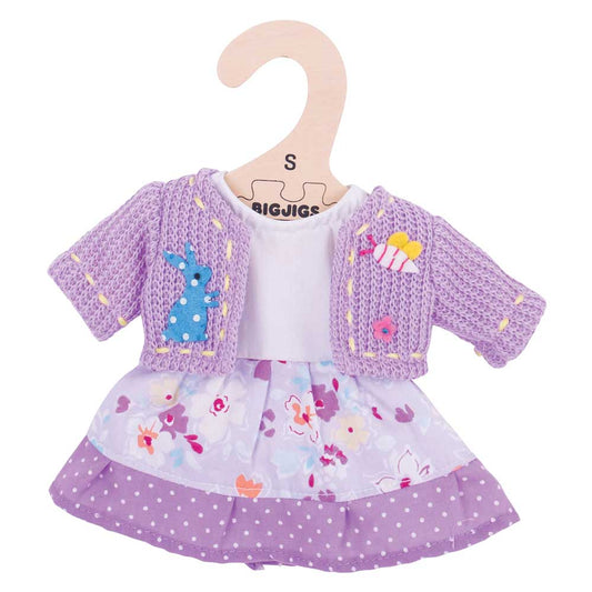 Lilac Dress and Cardigan (for Size Small Doll)