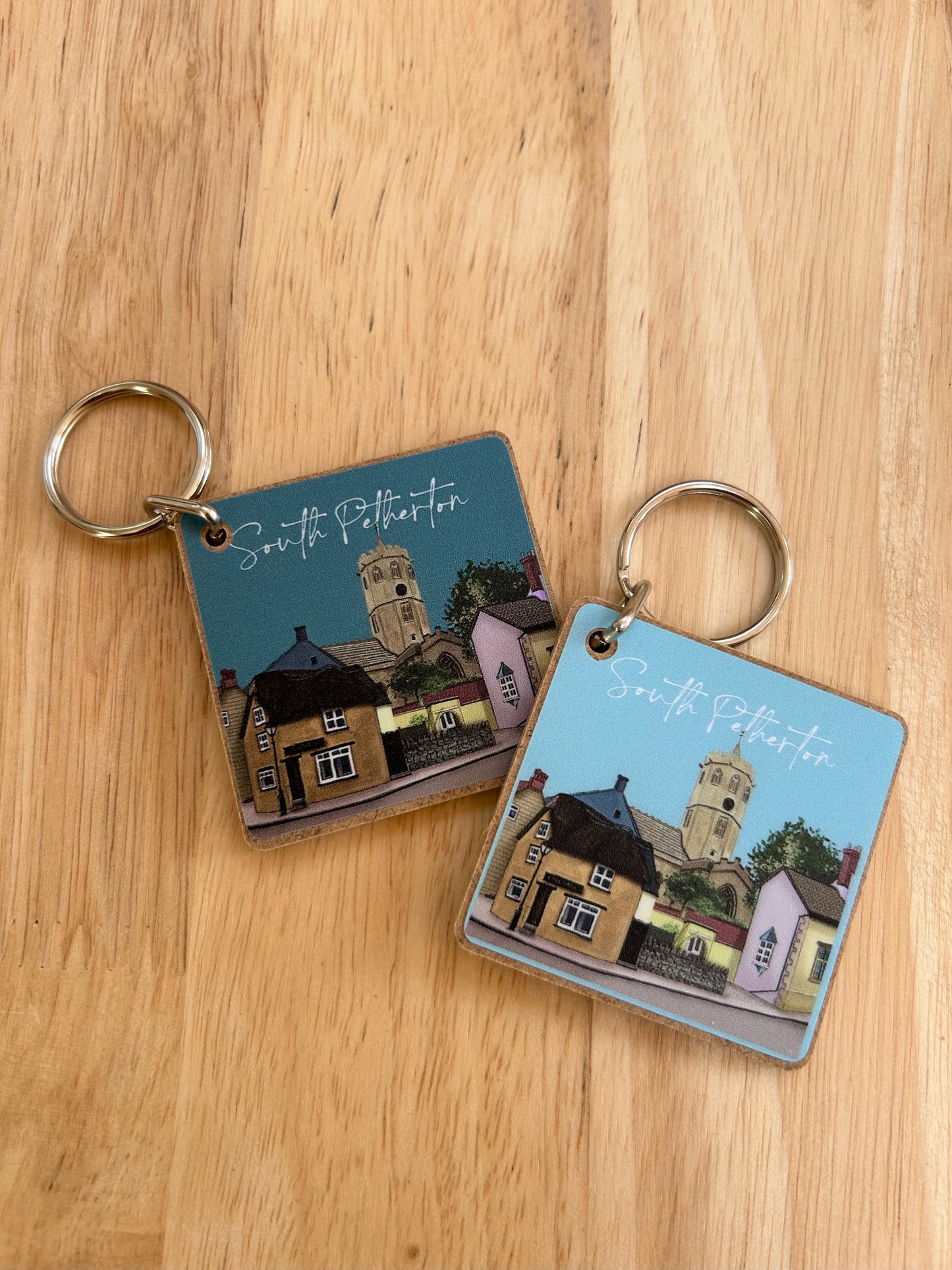 'Church View' Keyring by Honebon Designs (Light Blue)