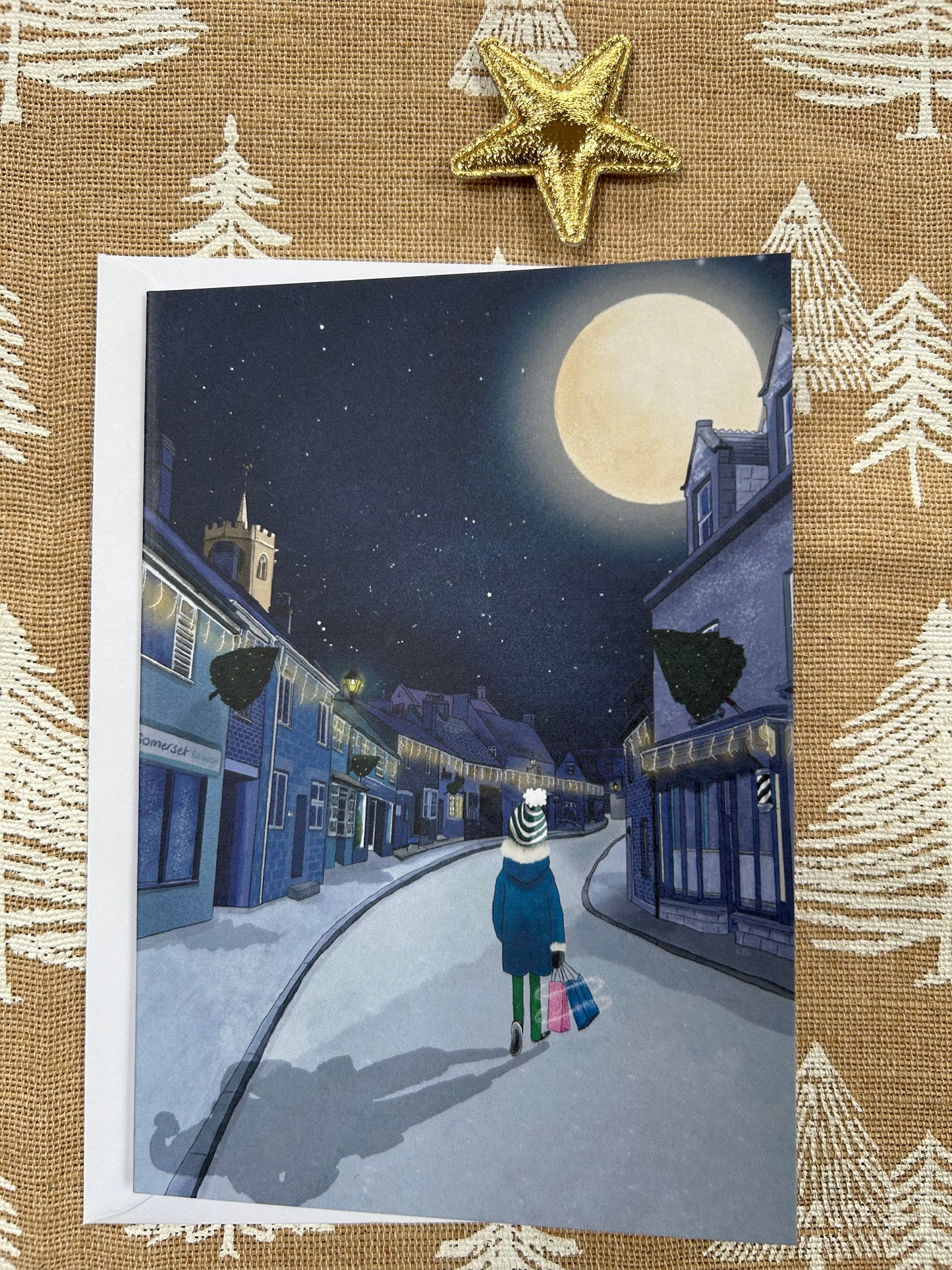 ‘Santa Shadow’ A6 Greeting Card by Honebon Designs