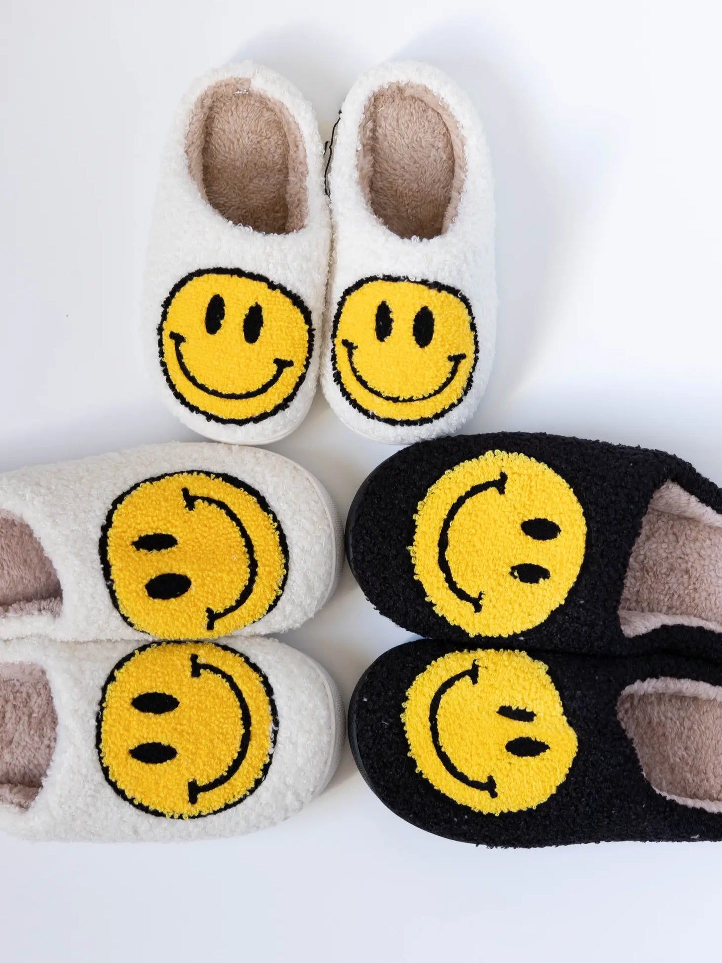 Super Soft Smiley Face Slippers (Black)