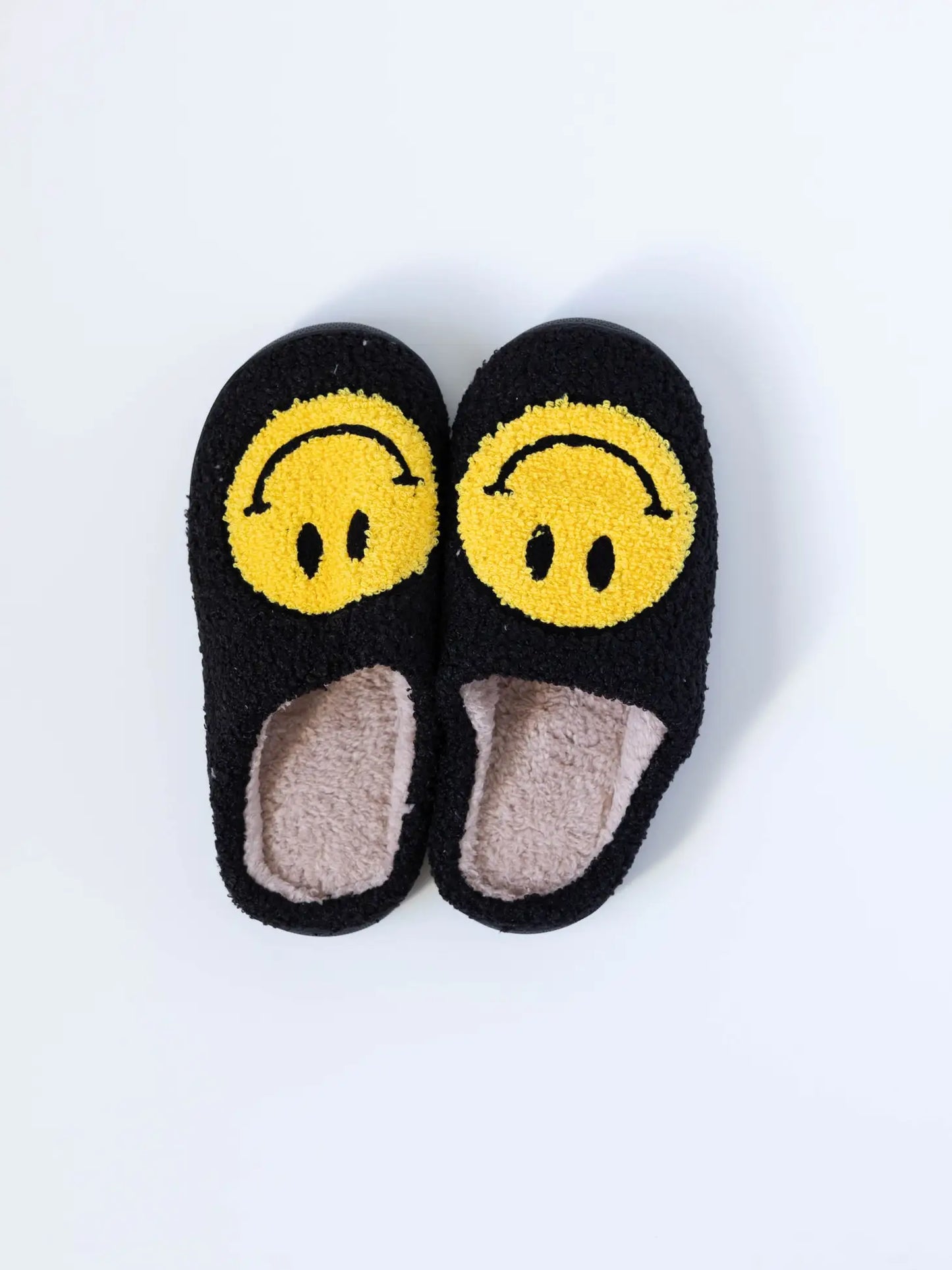 Super Soft Smiley Face Slippers (Black)