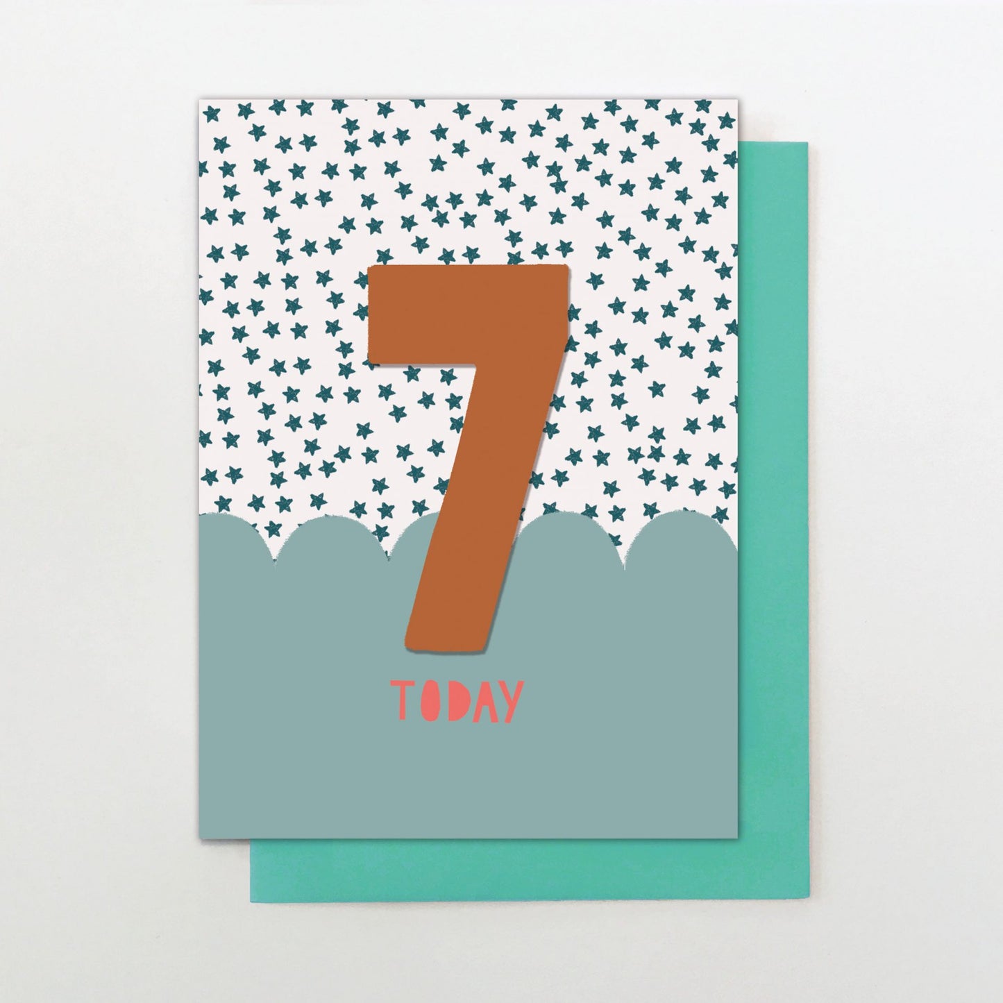 ‘7 Today’ Birthday Card (Teal Stars)