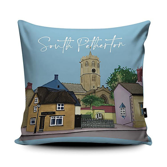 ‘Church View’ Faux-suede Cushion by Honebon Designs