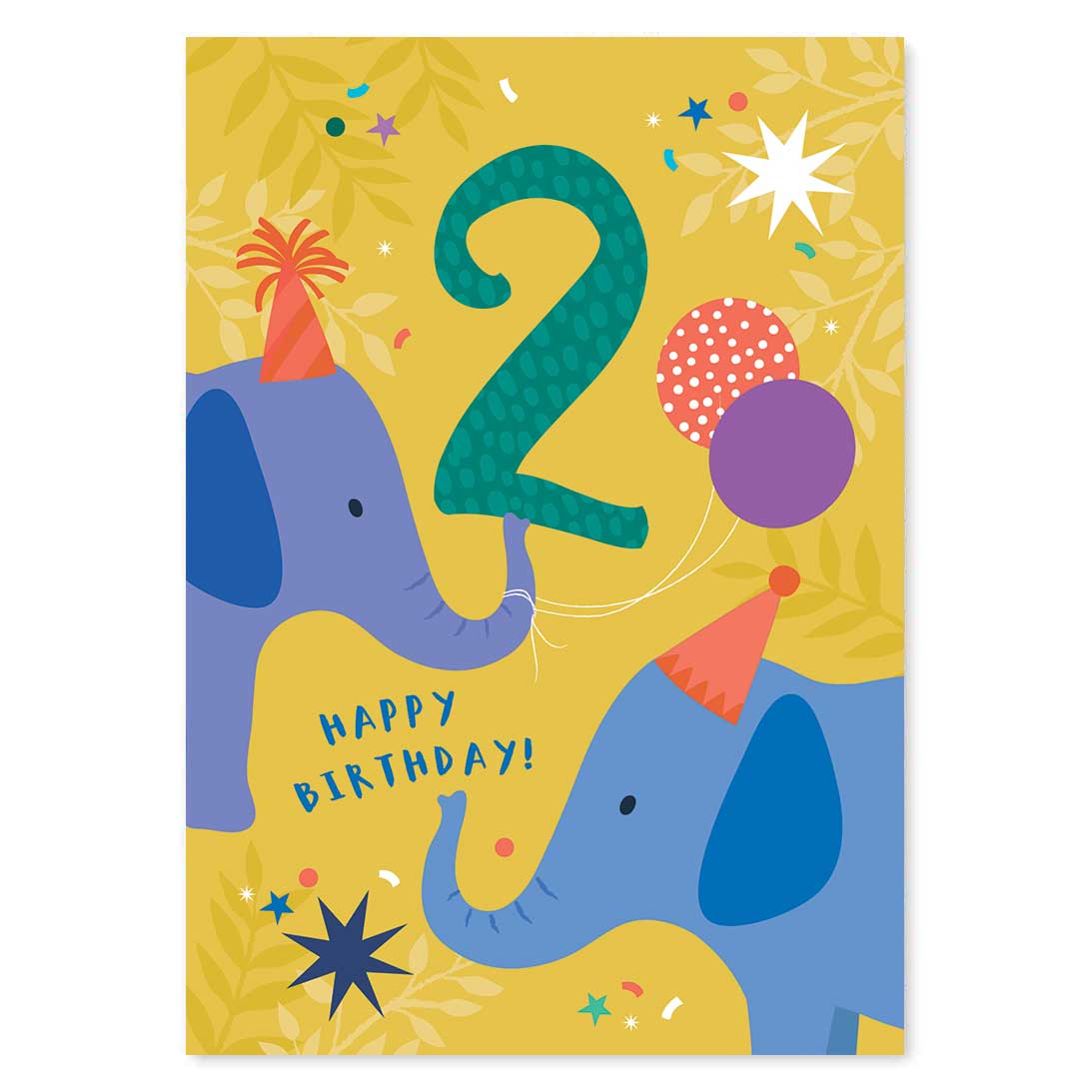 Cute Age 2 Elephant Birthday card