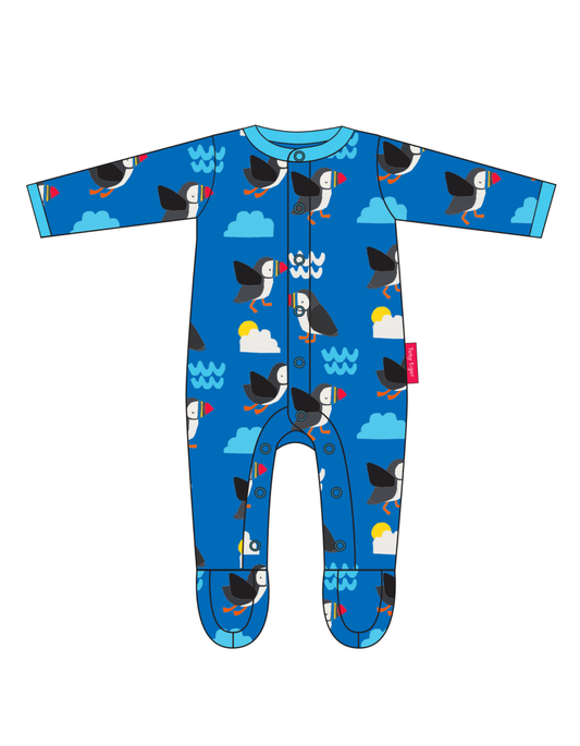 Organic Puffin Print Sleepsuit: 6-12m 80cm