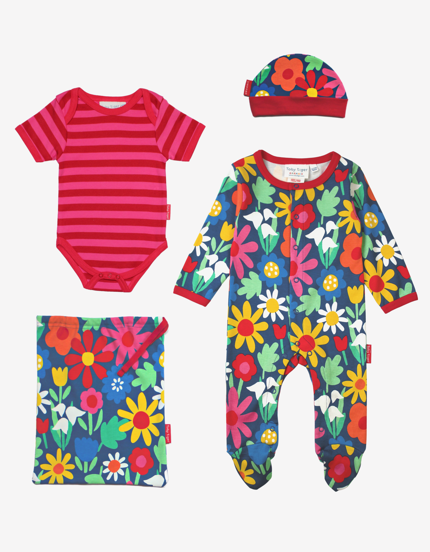 Organic Bold Floral Print Baby Gift Set: 6-12m 80cm