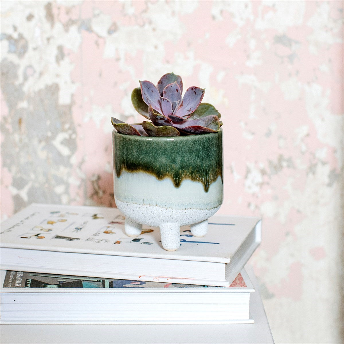 Stoneware Glazed Mini Planter - Green