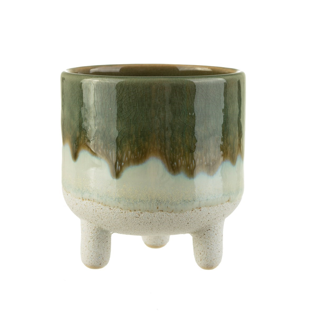 Stoneware Glazed Mini Planter - Green