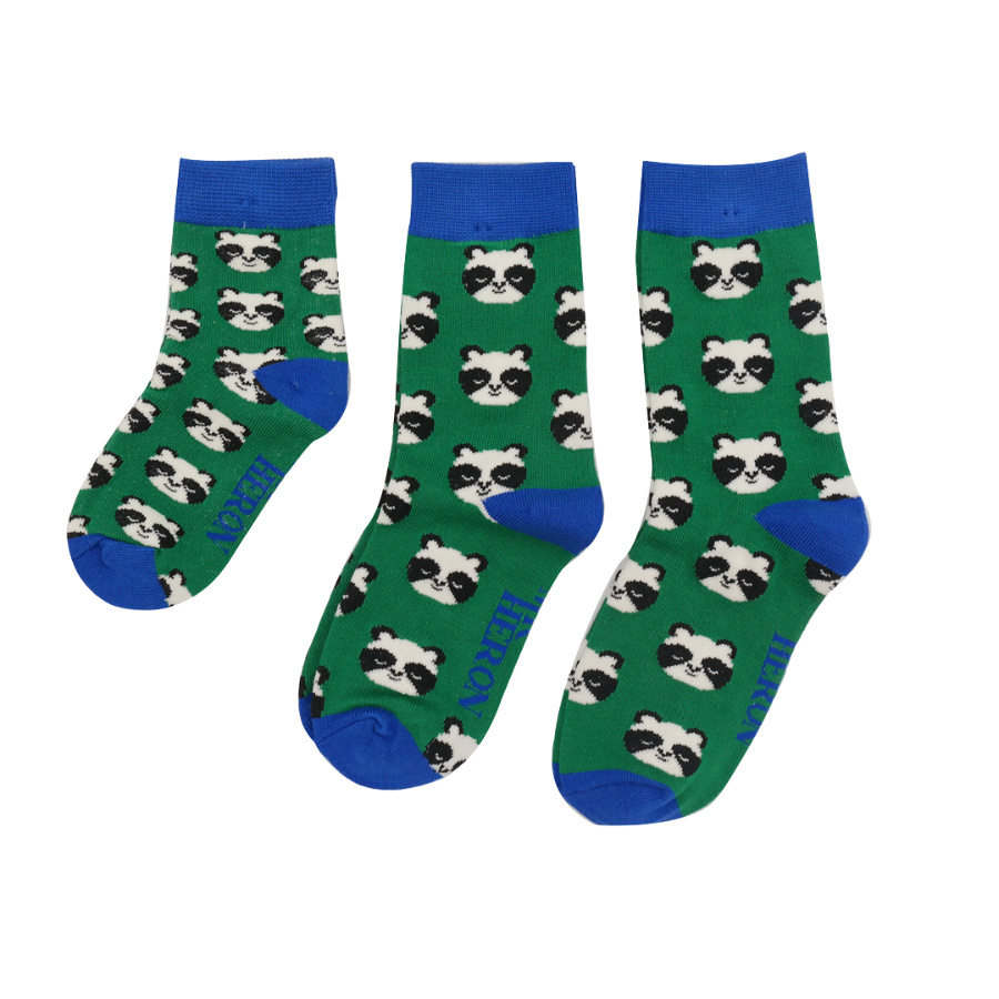 Kids Bamboo Socks - Green Pandas