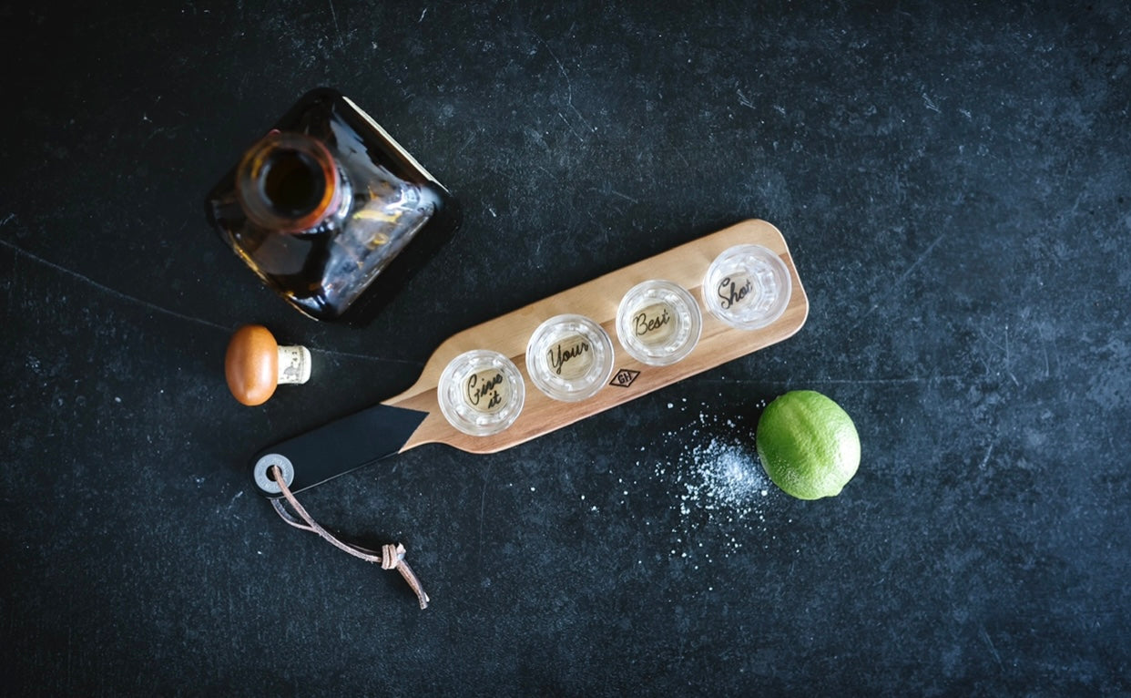 Shot Glass & Serving Paddle Set