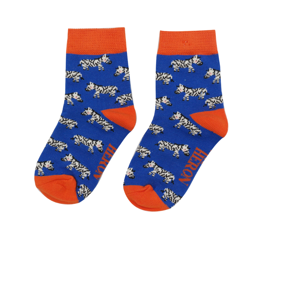 Kids Bamboo Socks - Blue Zebra