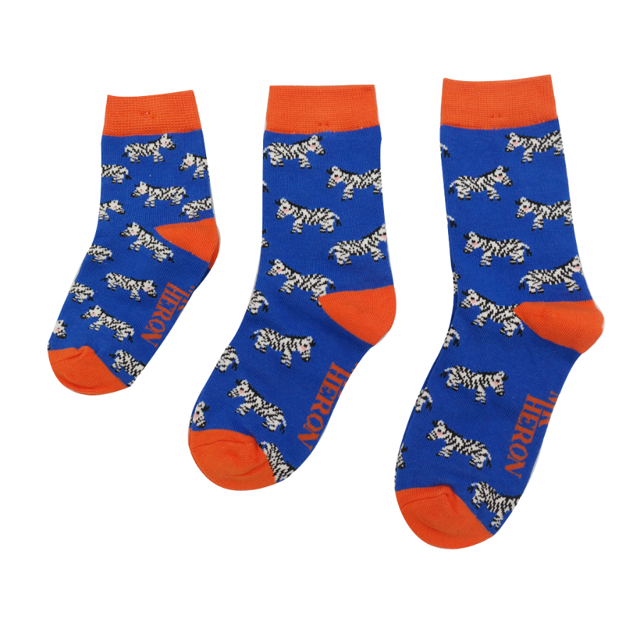 Kids Bamboo Socks - Blue Zebra