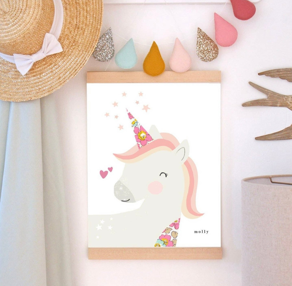 Liberty Unicorn Nursery Print - A4